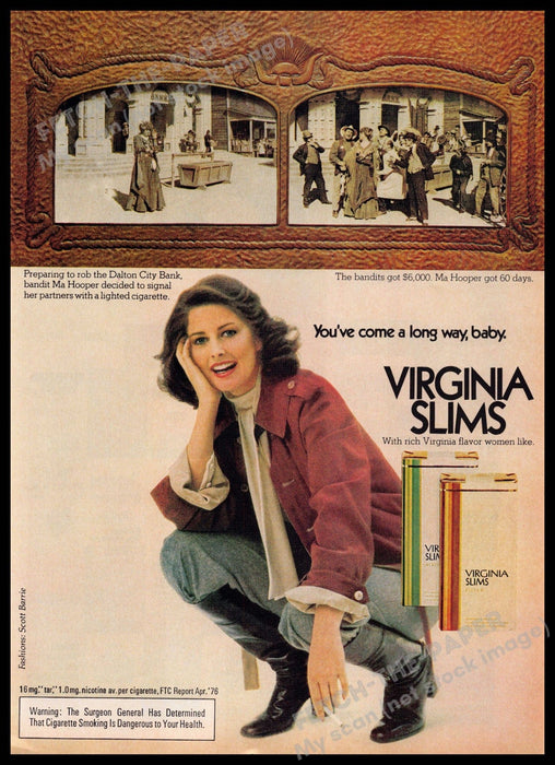 Virginia Slims 1970s Print Advertisement 1977 Ma Hopper Rob Dalton City Bank Virginia Slims