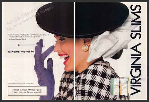 Virginia Slims 1980s Magazine Print Ad (2 pages) 1988 Sir James Matthew Barrie Virginia Slims
