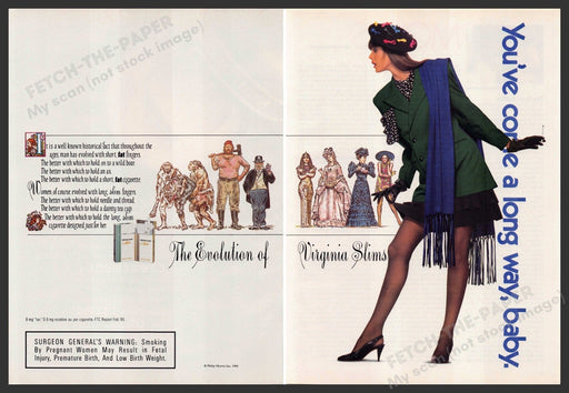 Virginia Slims 1980s Print Advertisement (2 page) 1989 Legs Hosiery Slim Fingers Virginia Slims