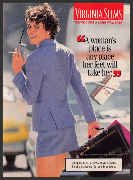 Virginia Slims 1990s Print Advertisement 1995 Working Woman Legs Briefcase Virginia Slims