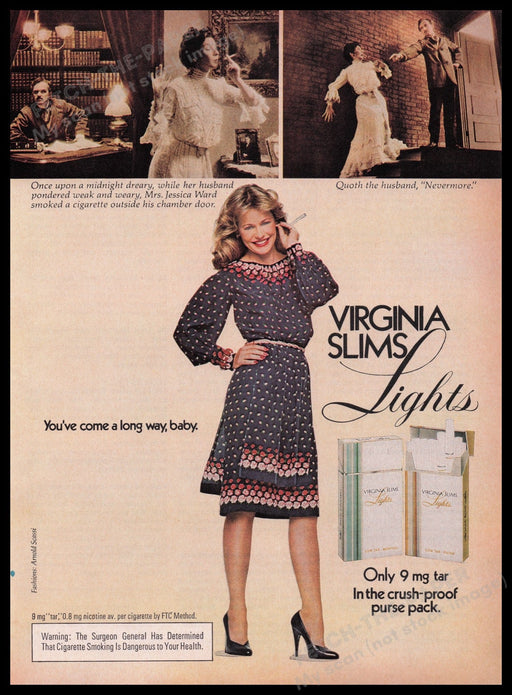 Virginia Slims Cigarettes 1980s Print Advertisement Ad 1981 Mrs. Jessica Ward Fetch-the-Paper