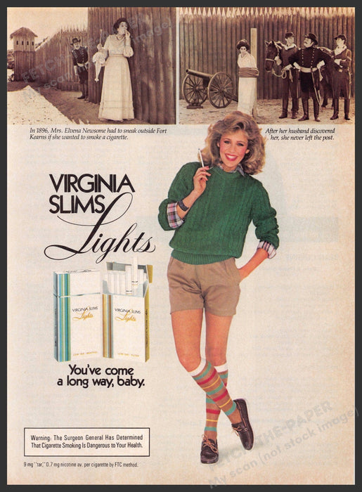 Virginia Slims Lights 1980s Print Advertisement 1982 Legs Cigarettes Fetch-the-Paper