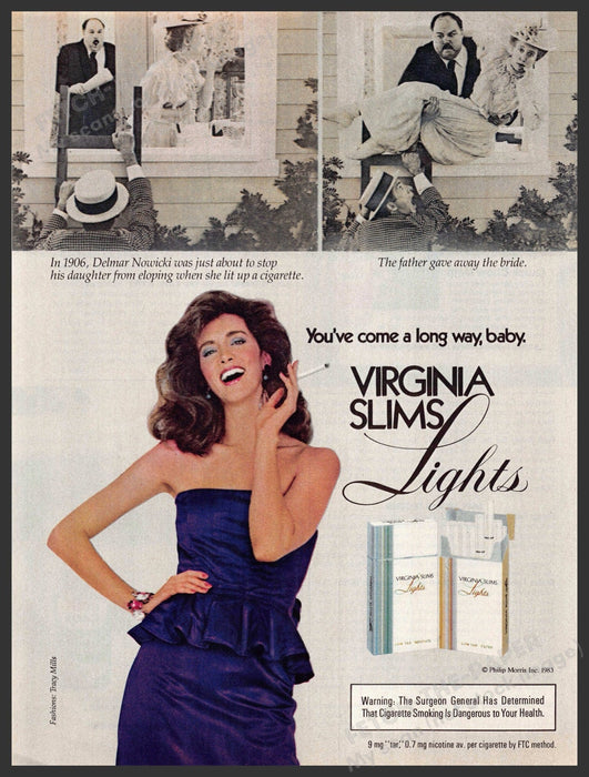 Virginia Slims Lights 1980s Print Advertisement Ad 1983 Eloping Girl Virginia Slims