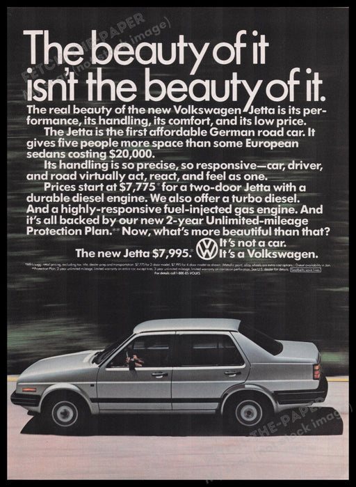 Volkswagen Jetta 1980s Print Advertisement Ad 1985 Fetch the Paper!