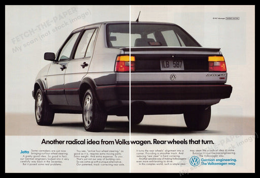 Volkswagen Jetta GLI Car 1980s Print Advertisement Ad (2 Page) 1987 Fetch-the-Paper