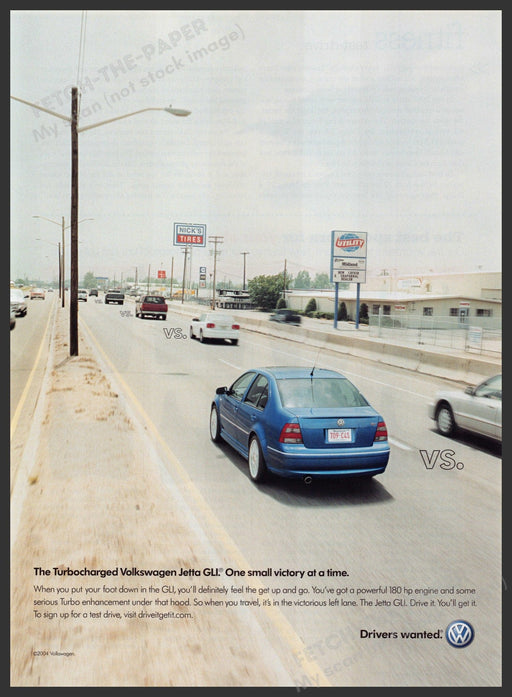 Volkswagen Jetta GLI Car 2000s Print Advertisement 2004 Vs. Other Cars Road Fetch-the-Paper