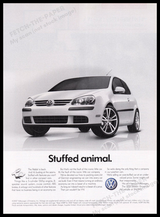 Volkswagen Rabbit 2000s Print Advertisement Ad 2007 Fetch the Paper!