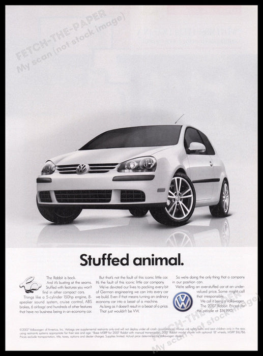 Volkswagen Rabbit 2000s Print Advertisement Ad 2007 Fetch the Paper!