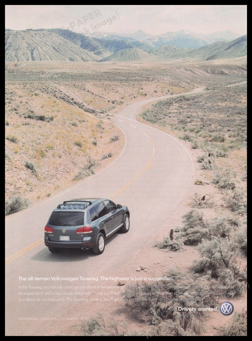 Volkswagen Touareg 2000s Print Advertisement Ad 2004 Car Fetch the Paper!