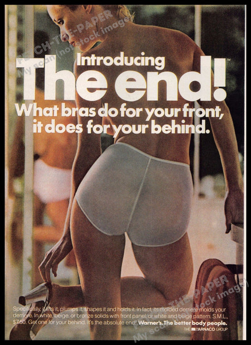 Warnaco Warner's 1970s Magazine Print Ad 1976 Underwear Legs Heels "The end" Warnaco Warner's