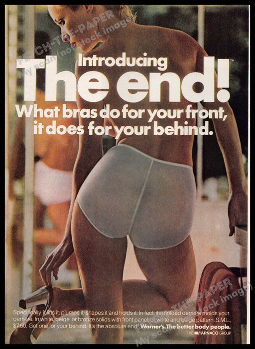 Warnaco Warner's 1970s Magazine Print Ad 1976 Underwear Legs Heels "The end" Warnaco Warner's