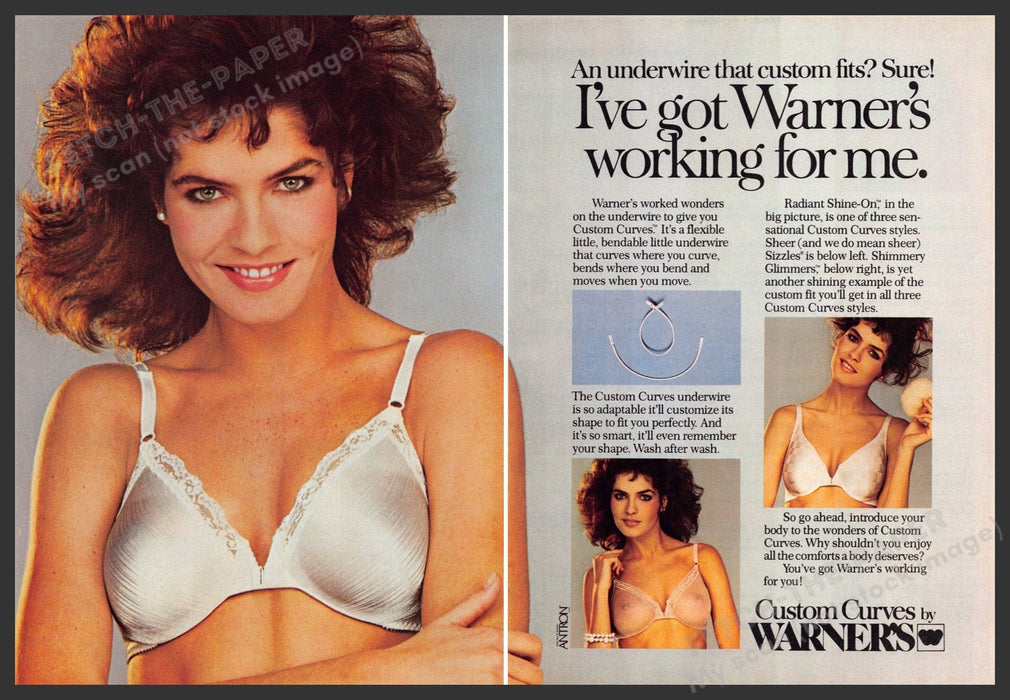 Warner's Custom Curves Bra 1980s Print Advertisement Ad (2pgs) 1985 Warner's