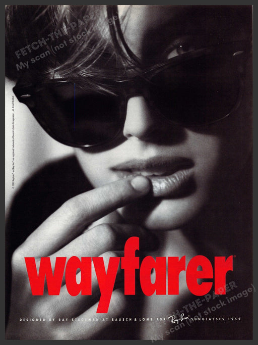 Wayfarer Sunglasses Stegeman Design 1990s Print Advertisement Ad 1991 Ray-Ban Fetch the Paper!