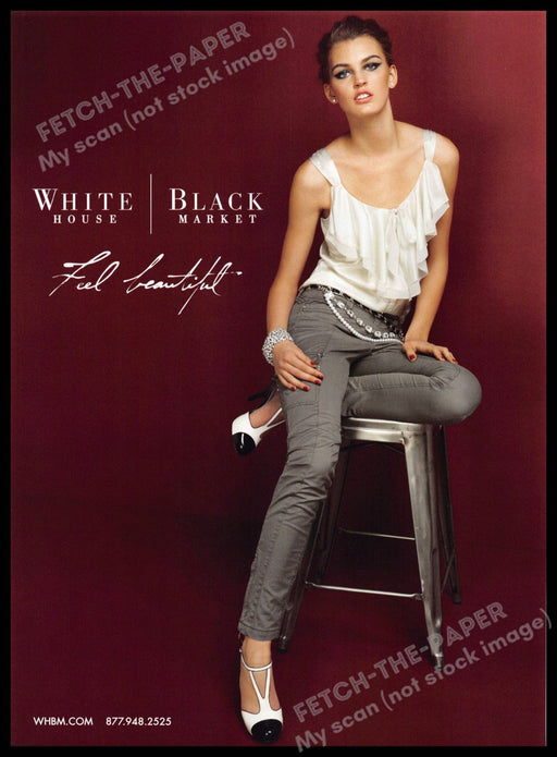 White House Black Market 2010s Print Advertisement 2010 Legs Bar Stool Fetch-the-Paper