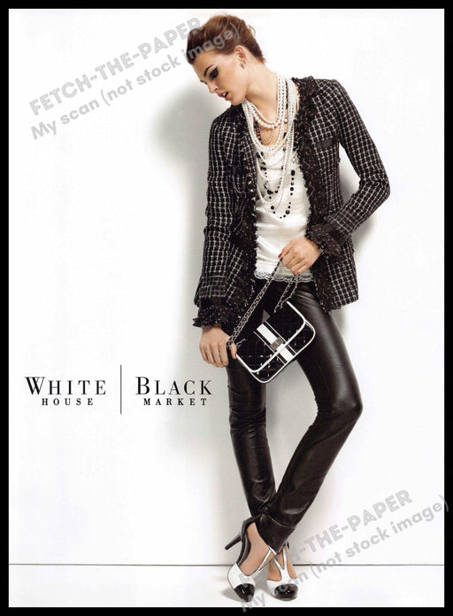 White House Black Market 2010s Print Advertisement 2010 Legs Black Leather Fetch-the-Paper