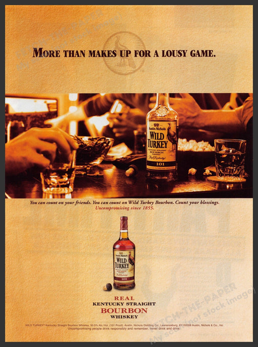 Wild Turkey Kentucky Bourbon 2000s Print Advertisement Ad 2006 Lousy Game Fetch-the-Paper