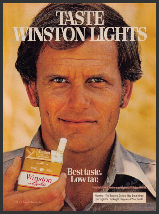 Winston Lights Cigarettes 1970s Print Advertisement Ad 1979 Best Taste Low Tar Fetch-the-Paper