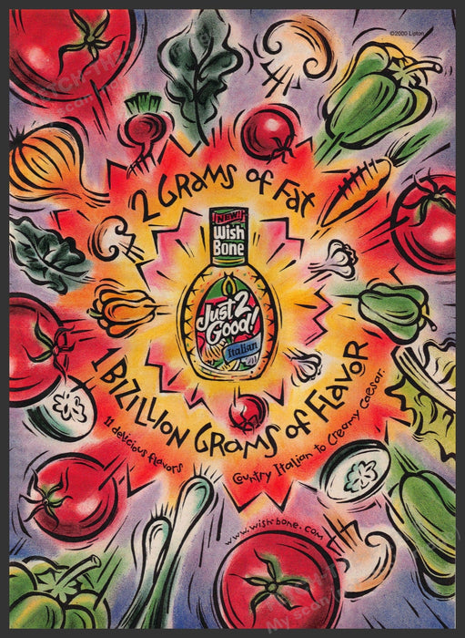 Wish Bone Just 2 Good Italian Salad Dressing 2000s Print Advertisement Ad 2000 Fetch-the-Paper