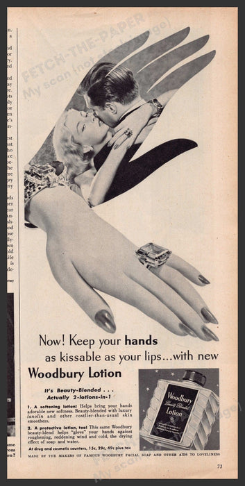 Woodbury Lotion Hands Skin 1940s Print Advertisement Ad 1948 Fetch-the-Paper