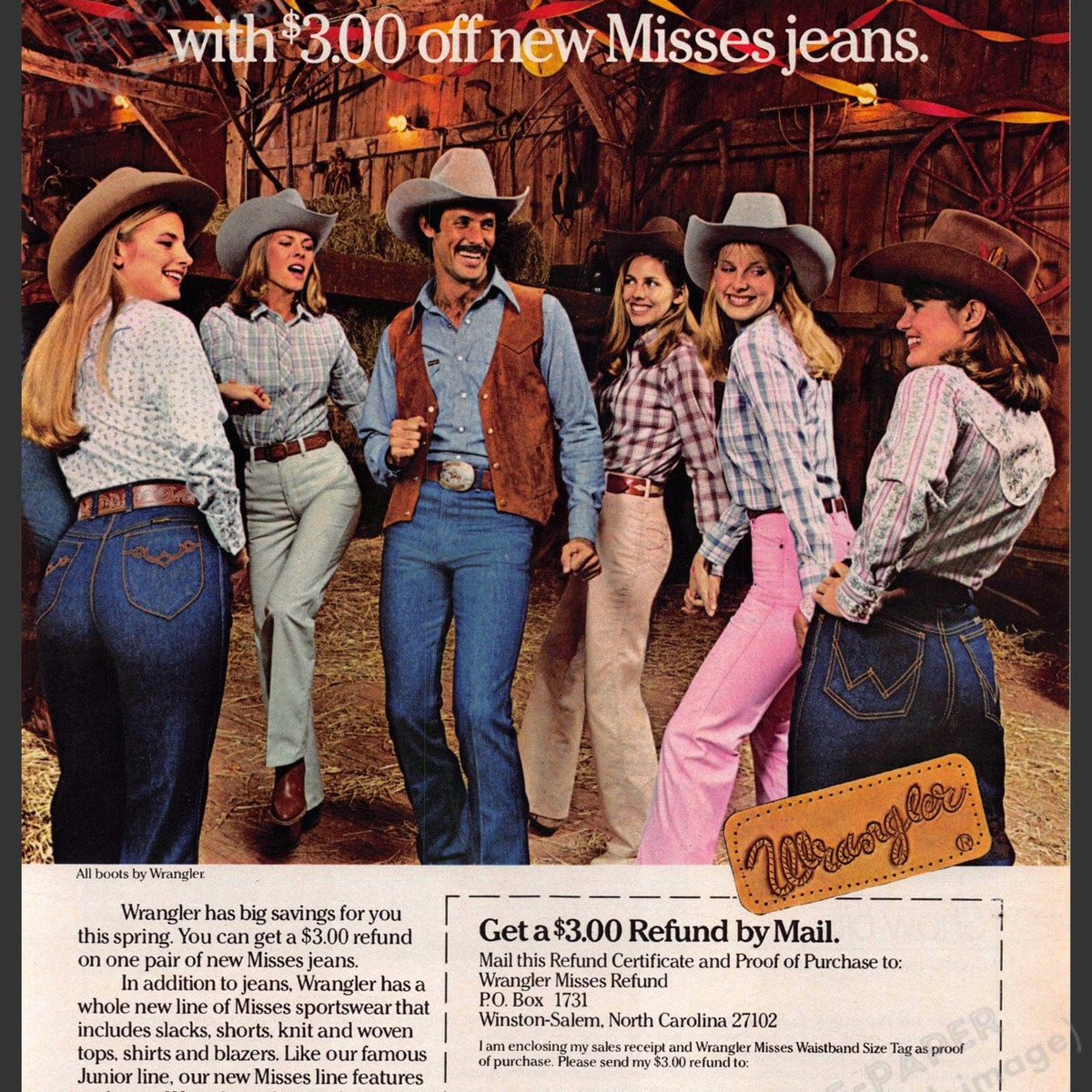 Wrangler Misses Jeans 1980s Print Advertisement 1981 Barn Dancing