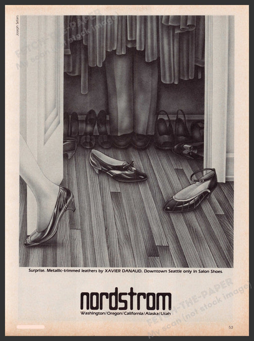Xavier Danaud Metallic Leather Shoes 1980s Print Advertisement Ad 1981 Nordstrom Fetch the Paper!