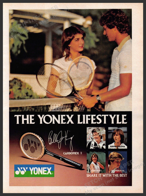 Yonex Carbonex 2 Billy Jean King 1980s Print Advertisement 1981 Tennis Yonex