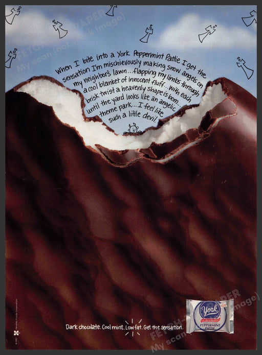 York Peppermint Pattie 1990s Print Advertisement 1997 Close-up Candy York Peppermint Pattie