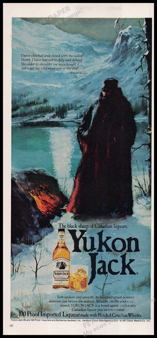 Yukon Jack 1970s Print Advertisement 1976 "Black sheep of Canadian liquors" Yukon Jack