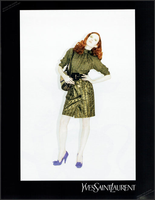 Yves Saint Laurent 2000s Print Advertisement 2005 Red Head Legs Attitude Fetch-the-Paper