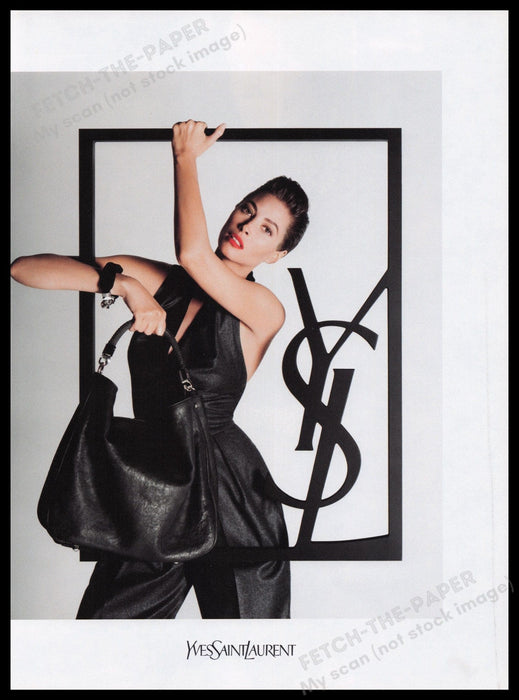 Yves Saint Laurent Christy Turlington 2000s Print Advertisement Ad 2009 Handbags Fetch the Paper!
