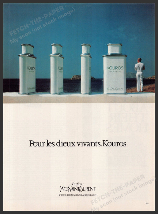 Yves Saint Laurent Kouros Cologne 1980s Print Advertisement Ad 1981 Fetch-the-Paper