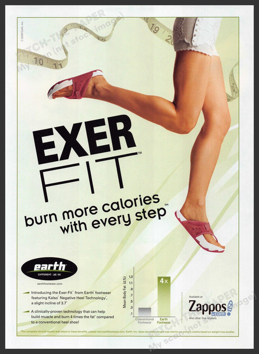 Zappos Exer Fit Shoes 2000s Print Advertisement 2009 Legs Fetch-the-Paper
