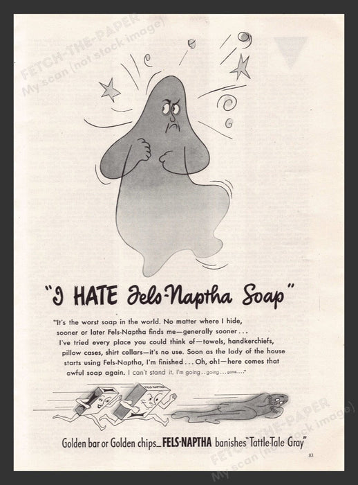 1948 Fels-Naptha Soap "Tattle-Tale Gray" Print Advertisement Ad
