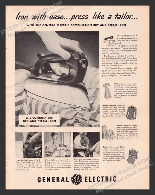 1949 Print Advertisement General Electric Combination Iron Household Ad.