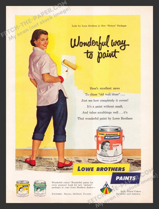 1949 Print Advertisement Lowe Brothers Paints Mellotone Household Ad.