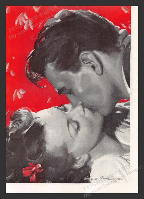 1941 Couple Kissing Magazine Illustration by Harry Anderson