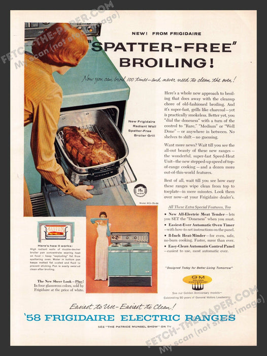 1957 Print Advertisement Frigidaire RCI-75-58 Range Appliance Patrice Munsel Ad.