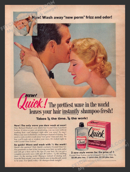 1957 Print Advertisement Quick Hair Permanent Perm Conditioner Richard Hudnut Ad.