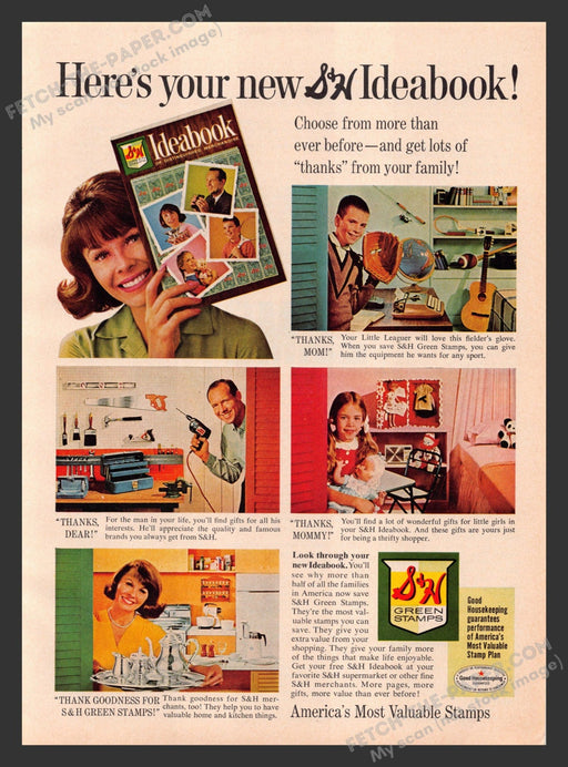 1965 Print Advertisement S & H Green Stamps Ideabook Product Ad.