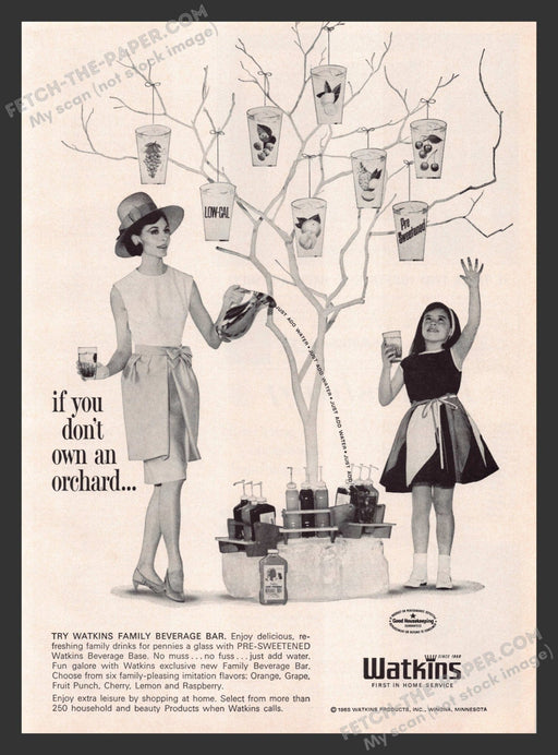 1965 Print Advertisement Watkins Family Beverage Bar Ad.