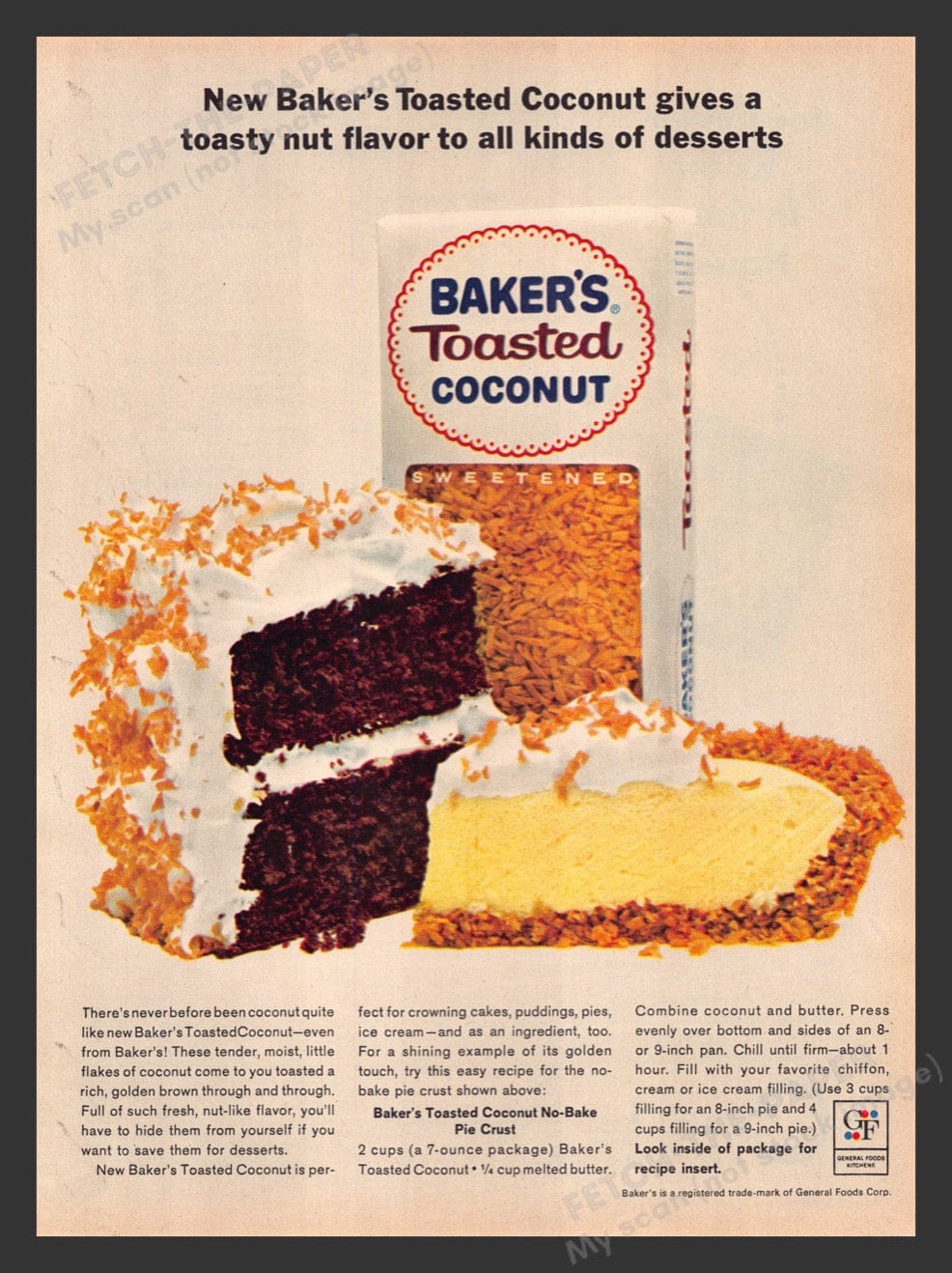 Baker S Toasted Coconut No Bake Pie Crust 1960s Print Advertisement 1963 Baker S Toasted Coconut No Bake Pie Crust Recipe Print Advertisement Ad Fetch The Paper K244 28237694992462 1200x1604