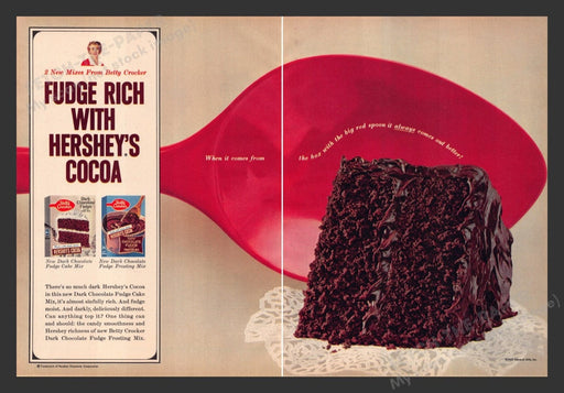 1963 Betty Crocker Fudge Rich with Hershey's Cocoa Print Advertisement (2 Pages)