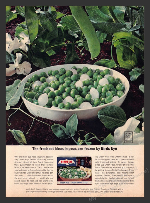 1963 Birds Eye Green Peas & Pearl Onions Print Advertisement Ad