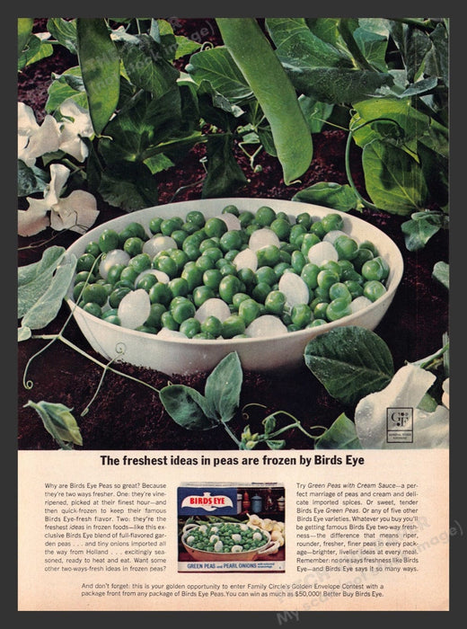 1963 Birds Eye Green Peas & Pearl Onions Print Advertisement Ad