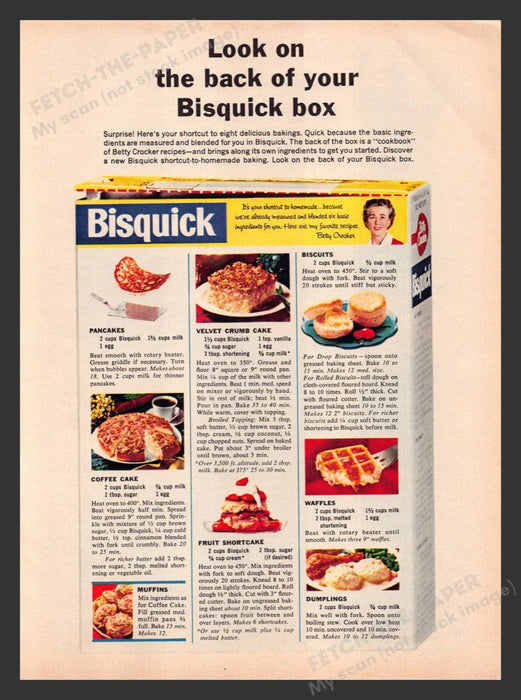 1963 Bisquick Box of Recipes "Look on the back" Print Advertisement Ad
