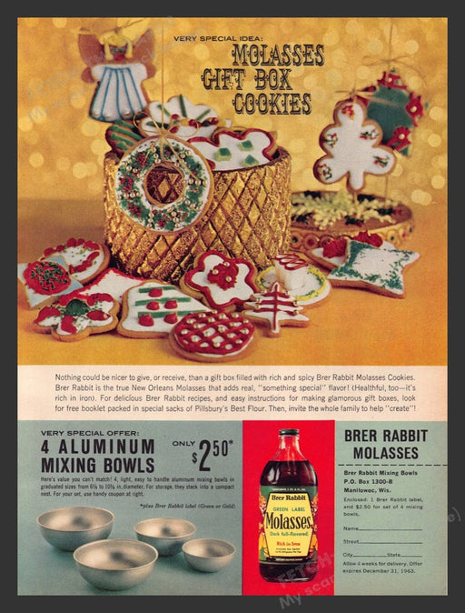 1963 Brer Rabbit Green Label Molasses Christmas Holiday Print Advertisement Ad