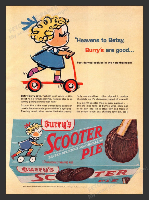 1963 Burry's Scooter Pies Betsy Girl Print Advertisement Ad