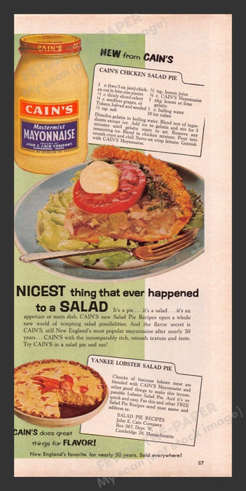 1963 Cain's Mastermixt Mayonnaise Recipes Print Advertisement Ad