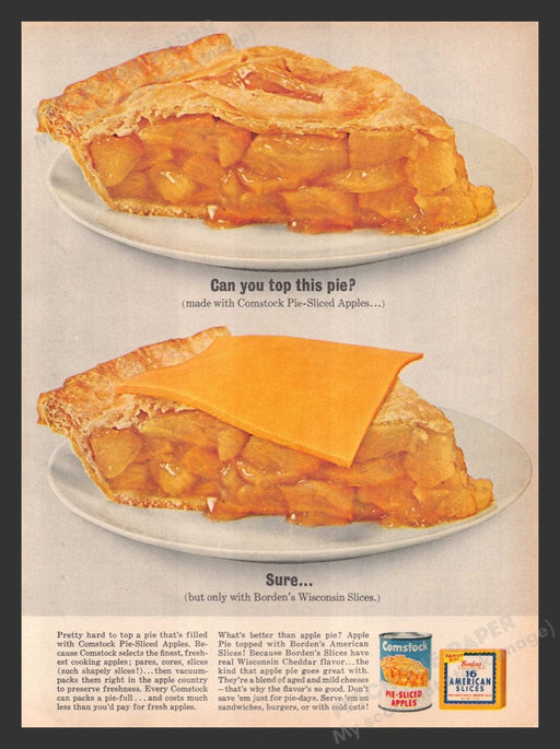 1963 Comstock Apples & Borden's Cheese Slices Print Advertisement Ad