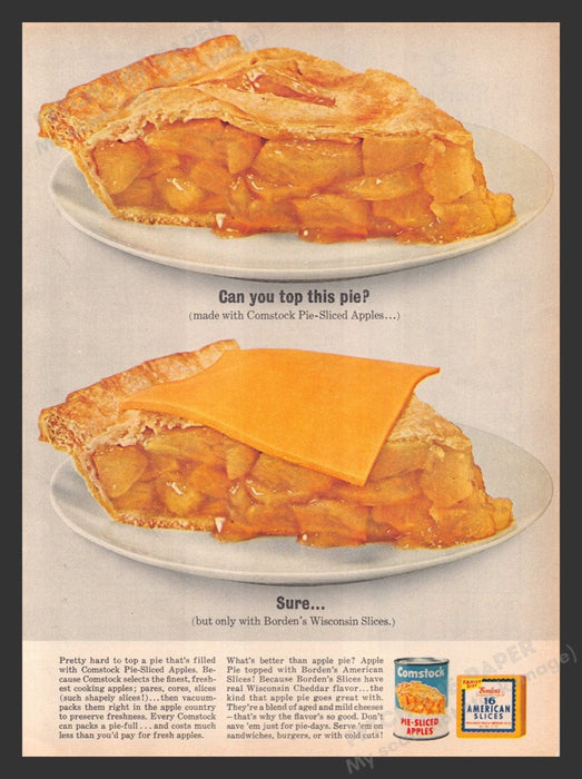 1963 Comstock Apples & Borden's Cheese Slices Print Advertisement Ad